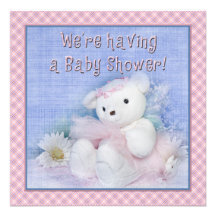 Baby Shower - Ballerina Teddy Bear Custom Invites