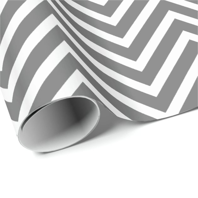 Baby Shower Banner - Teal and Gray Chevrons Wrapping Paper 3/4