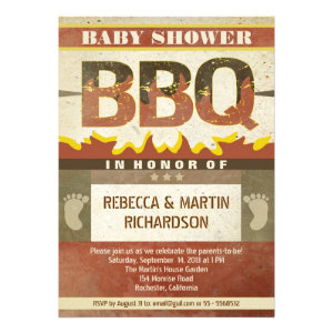 baby shower barbecue vintage invitations