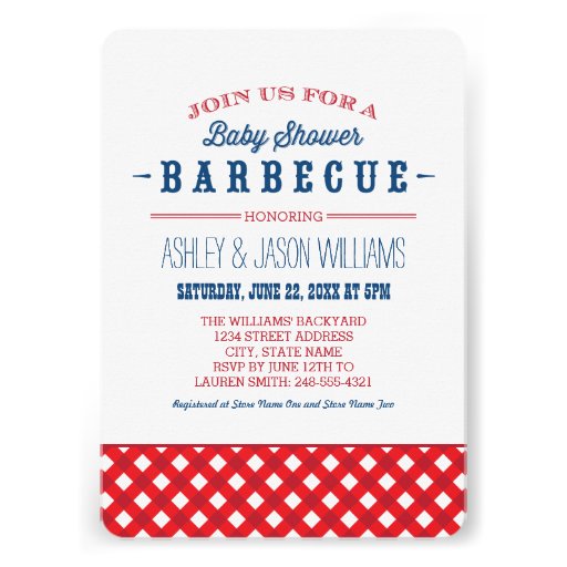 Baby Shower BBQ Invitation | Red White + Blue