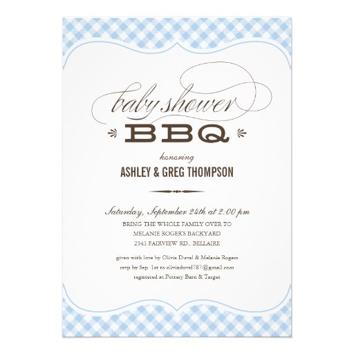 Baby Shower BBQ Invitations - Blue Table Cloth