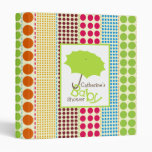Baby Shower Binder Green Umbrella & Boho Dots