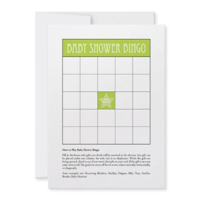 Baby Shower Bingo on Baby Shower Bingo   Green Custom Announcements From Zazzle Com