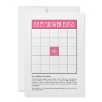 Baby Shower Bingo - Pink invitations