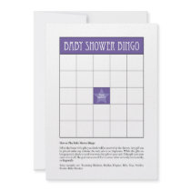 Baby Shower Bingo - Purple invitations