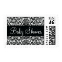 Baby Shower Black and White Damask Postage postage