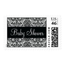 Baby Shower Black and White Damask Postage
