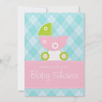Baby shower blue and pink invitation card