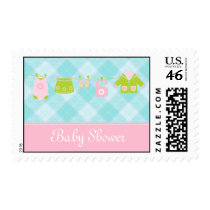 Baby shower blue and pink invitation postage