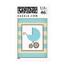 Baby Shower  - Blue Carriage & Stripes Postage