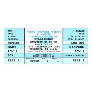 Baby Shower Blue Concert Ticket Invitation