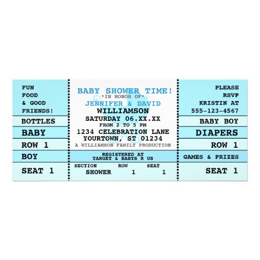 Baby Shower Blue Concert Ticket Invitation