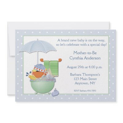 Baby Shower Blue Duck Bath Custom Announcements by StarStock
