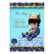 Baby Shower Blue Gold Boy prince invitations