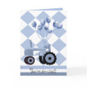 Baby Shower Blue Tractor with Balloons Card card