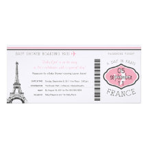 Baby Shower Boarding Pass to Paris Invitation