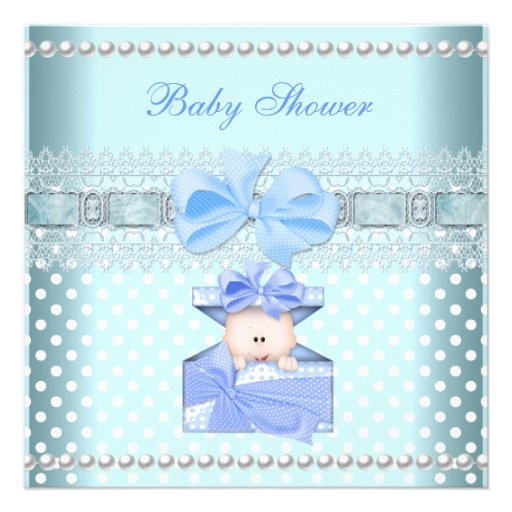 Baby Shower Boy Baby Blue Gift Pearl Lace Spot Personalized Announcement