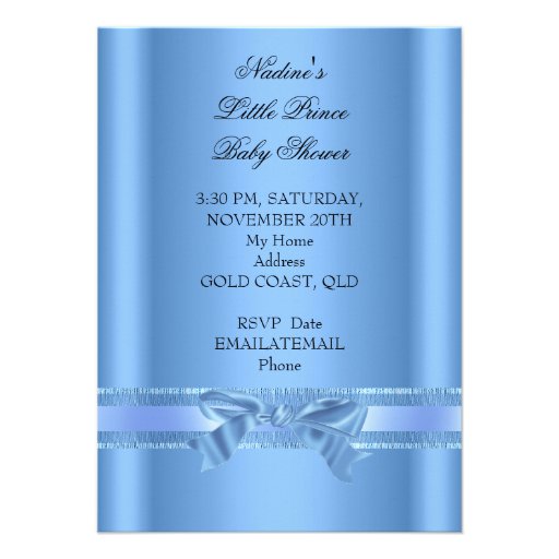 Baby Shower Boy Baby Blue Little Prince Crown Invitations