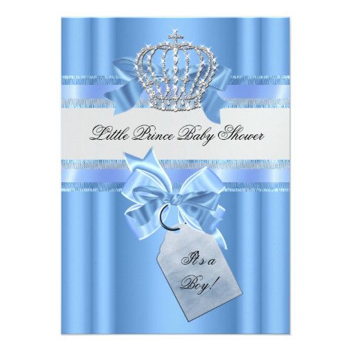 Baby Shower Boy Baby Blue Little Prince Crown Invitations
