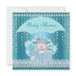 Baby Shower Boy Baby Blue Pearl Umbrella Invite