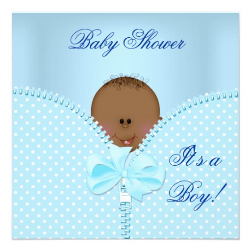 Baby Shower Boy Baby Blue White Polka Dots Personalized Invitations