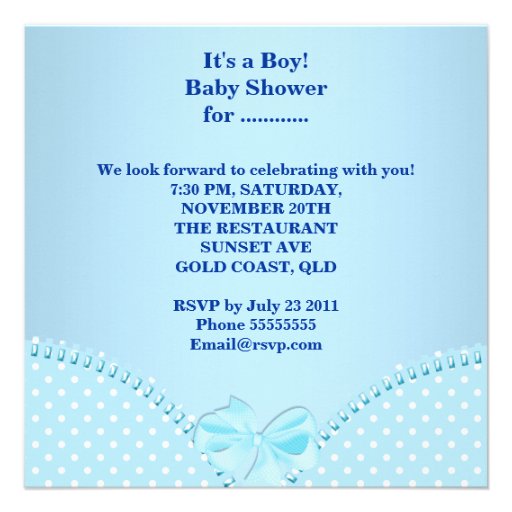 Baby Shower Boy Baby Blue White Polka Dots Personalized Invitations