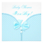 Baby Shower Boy Baby Blue White Polka Dots Invite