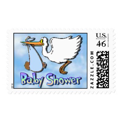Baby Shower Boy Black Postage Stamps by stampstore