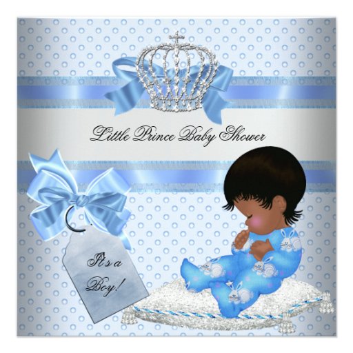Baby Shower Boy Blue Little Prince Bunnies Announcement