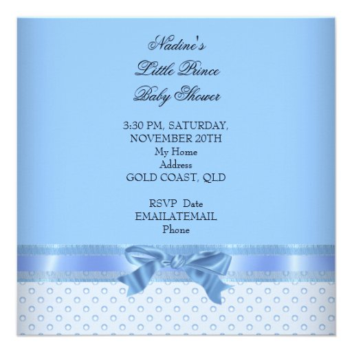 Baby Shower Boy Blue Little Prince Bunnies Announcement