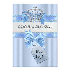 Baby Shower Boy Blue Little Prince Crown Personalized Invitation