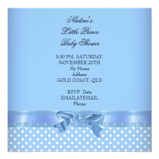 Baby Shower Boy Blue Little Prince Crown Custom Invite