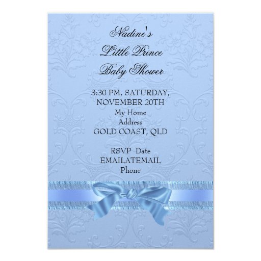 Baby Shower Boy Blue Little Prince Crown Announcements