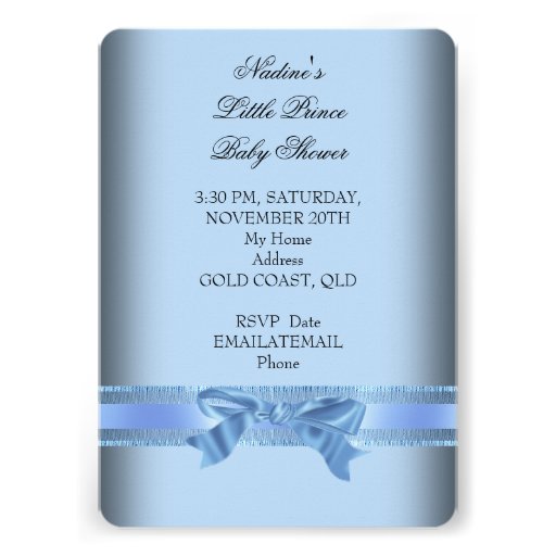 Baby Shower Boy Blue Little Prince Crown Announcement
