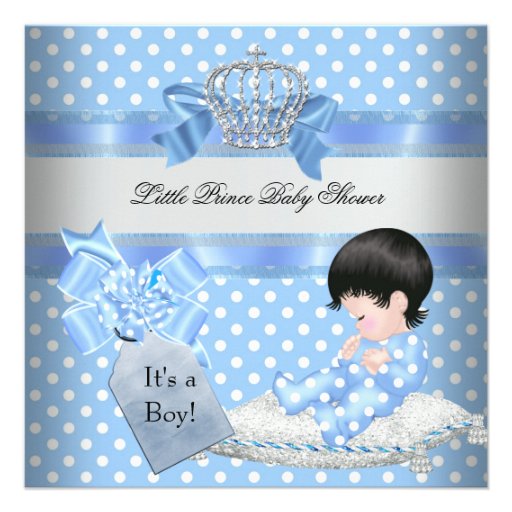 Baby Shower Boy Blue Little Prince Crown Invite