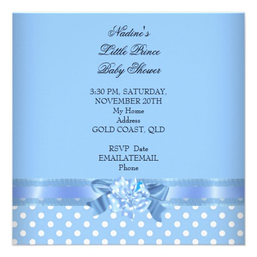 Baby Shower Boy Blue Little Prince Crown Invite