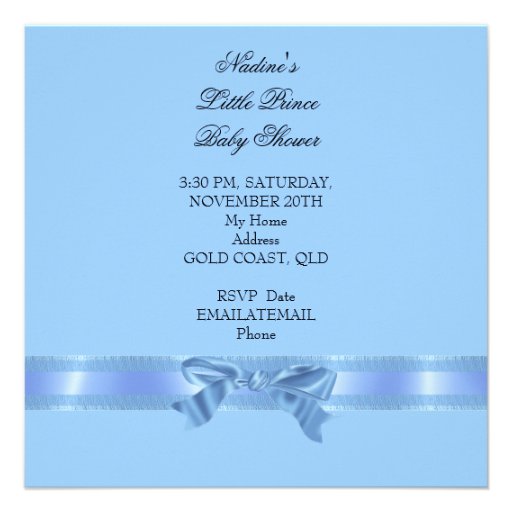 Baby Shower Boy Blue Little Prince Crown Invites