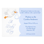 Baby Shower Boy Blue Stork Custom Announcement