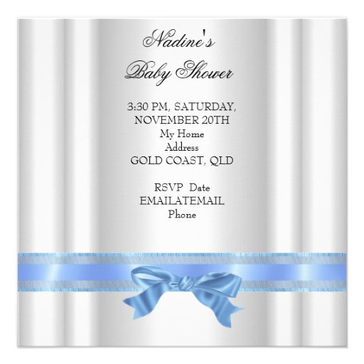 Baby Shower Boy Blue White Prince Crown Announcements