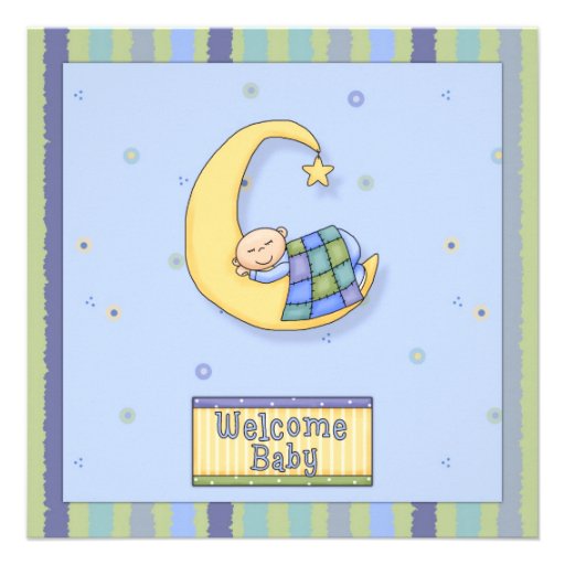 Baby Shower Boy Decorative Design Custom Invitation