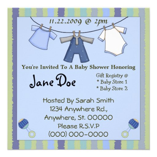 Baby Shower Boy Decorative Design Custom Invitation