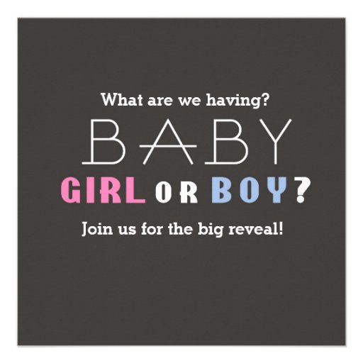 Baby Shower Boy or Girl Gender Revealing Party Custom Invitation