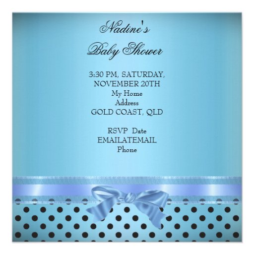 Baby Shower Boy Polka Dot Blue Prince Crown Black Custom Invitation