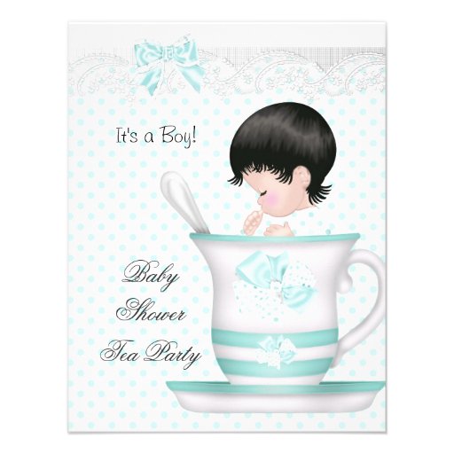 Baby Shower Boy Teal Baby Teacup Custom Invite