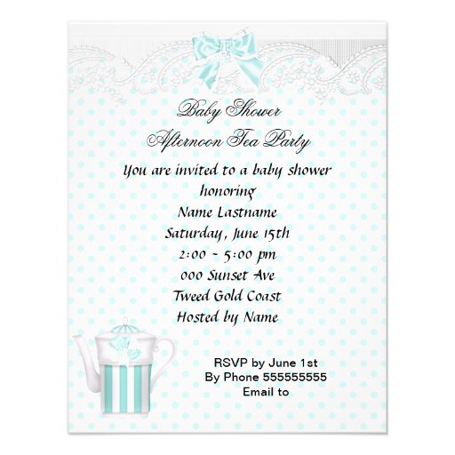 Baby Shower Boy Teal Baby Teacup Custom Invite