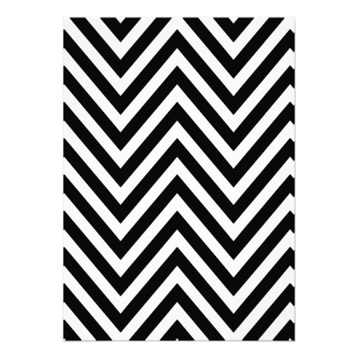 Baby Shower Chic Zig Zag Stripes Lines White Black Personalized Invitations