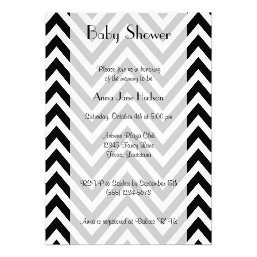 Baby Shower Chic Zig Zag Stripes Lines White Black Personalized Invitations