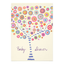 Baby Shower Circle Tree Retro Custom Invitation