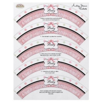 Baby Shower Cupcake Decor - French Bow Dot vs2 flyer
