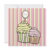 Baby Shower Cupcake Parlour Striped Invitation
